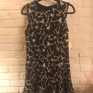 Nicole Miller black&white floral flounce dress